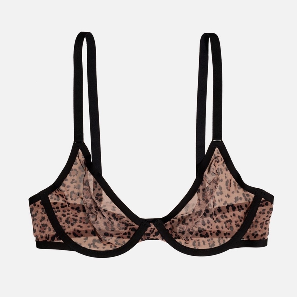CUUP The Plunge Mesh Bra in Leopard